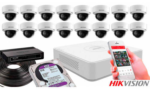 Комплект видеонаблюдения на 16 камер для помещения 4mp IP